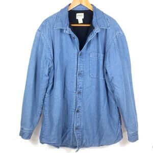 ORTON BROTHERS Fleece Lined Chambray Denim Button Up Long Sleeve Shirt Men's L